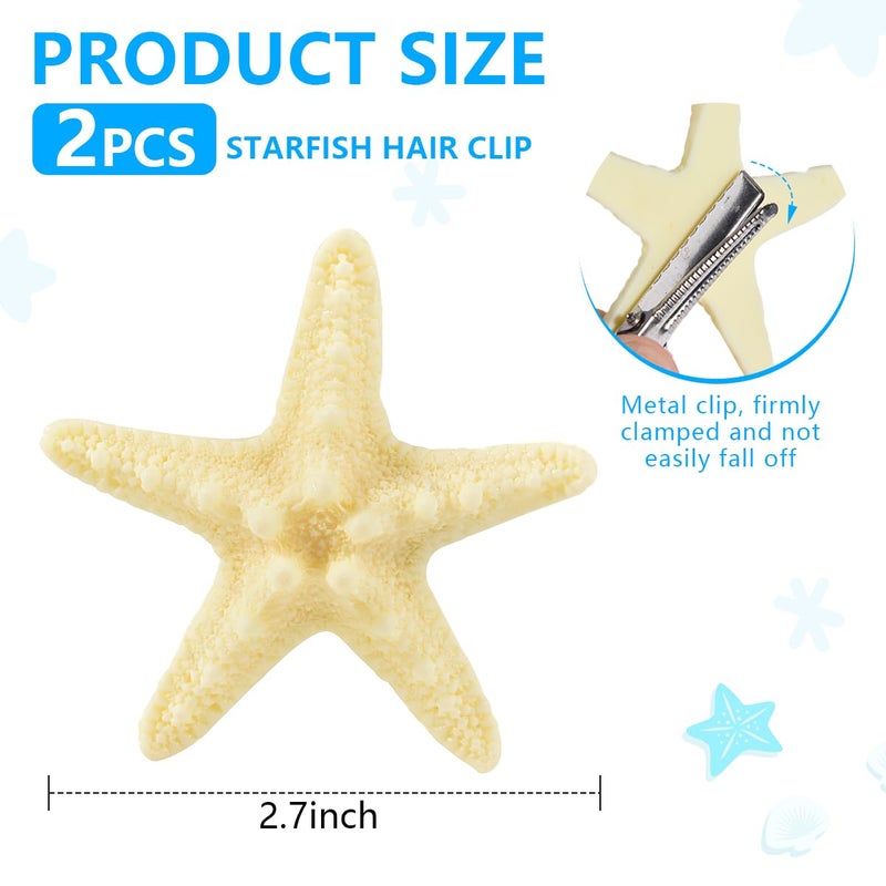 OBTANIM 2 Pcs Starfish Hair Clip Resin Beach Sea Star Hair Pins Mermaid Hair Clips Accessories for Women and Girls - Image 2